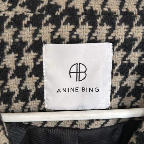 Anine Bing Flynn Houndstooth Jacket Black White Brown Blazer Shacket - Picture 6 of 8